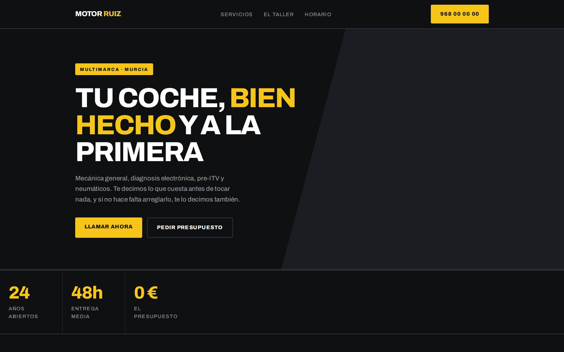 Web hecha por Rebix para Motor Ruiz, Taller mecánico en Murcia